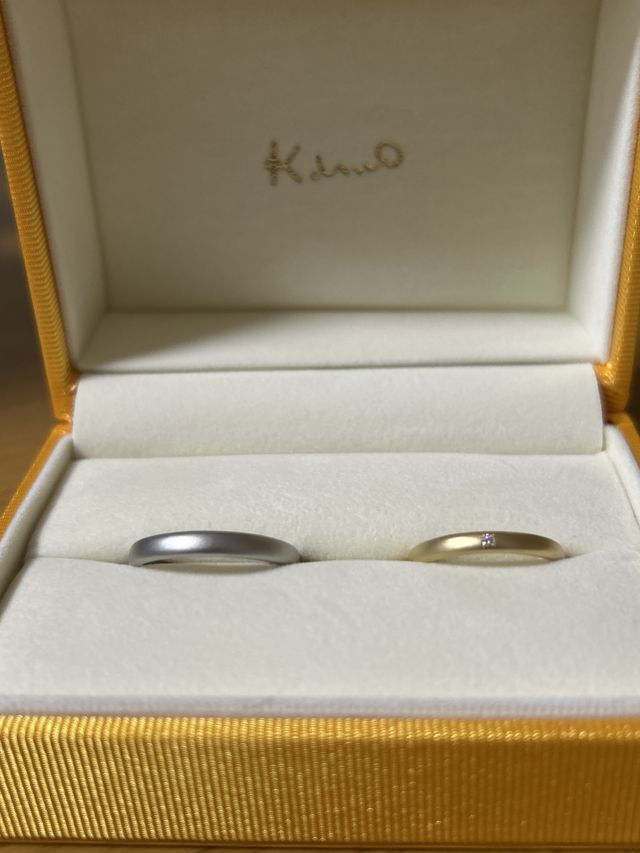 ピアネッツァマット加工(ゴールドにダイヤをひとつとプラチナ)