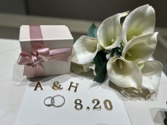 2人のイニシャルと記念日と指輪を目立たせました