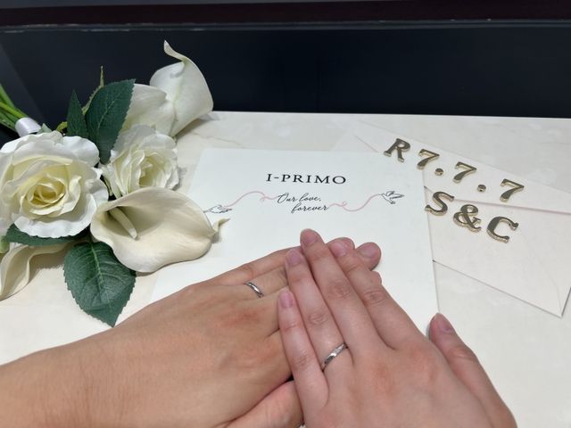 アイプリモのフォトフレームで指輪装着写真