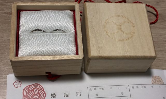 婚姻届と一緒に撮りました。