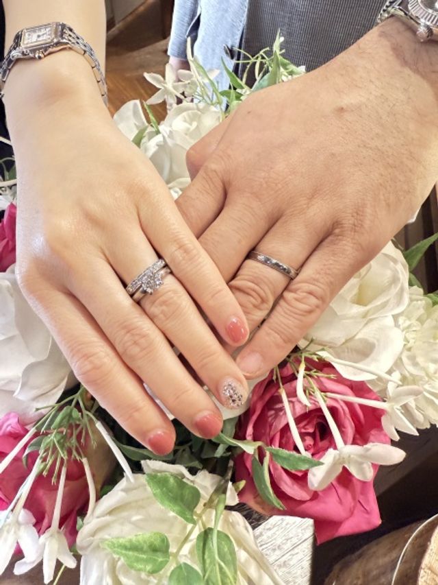 結婚指輪＆シンプルなダイヤの指輪