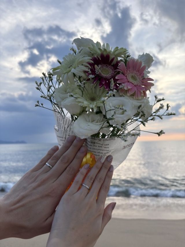 海辺での写真