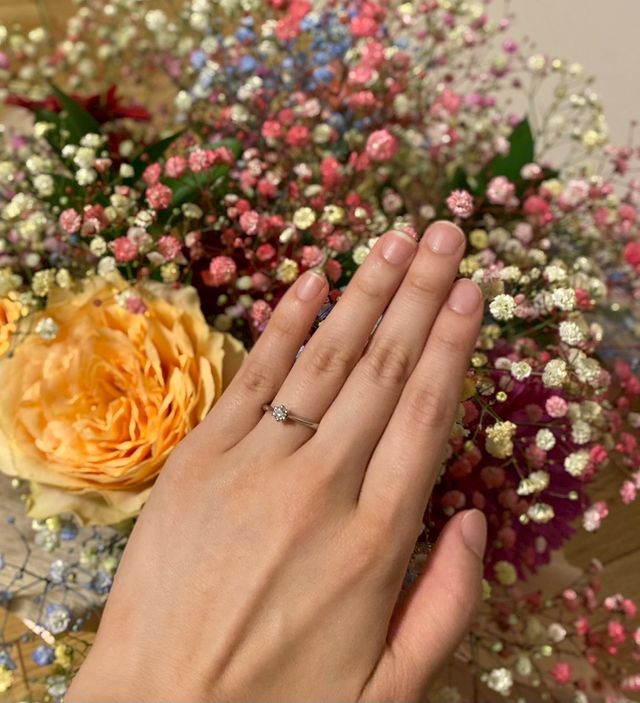 大好きな霞草の花束と一緒に撮りました！