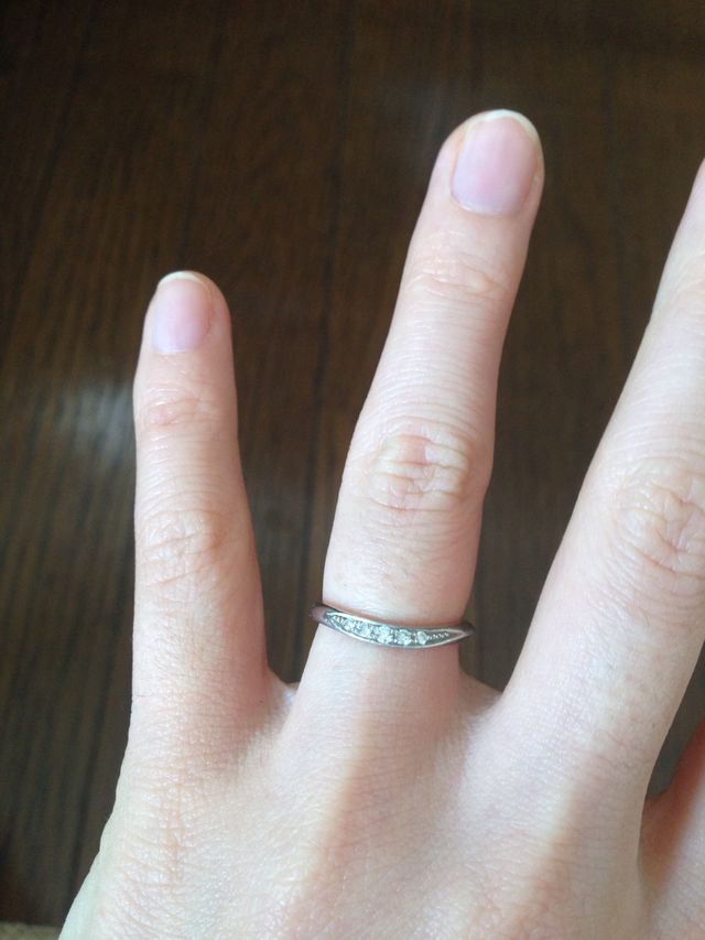 指にはめた写真です