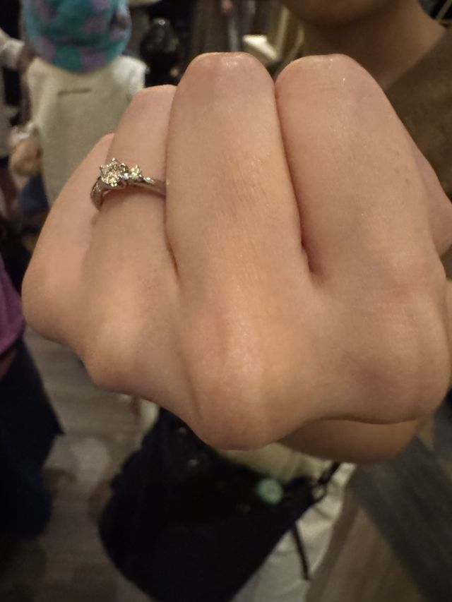 プロポーズ翌日にディズニーで撮りました