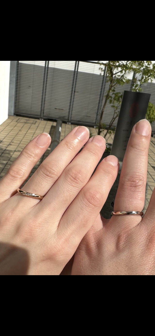 結婚指輪の試着写真