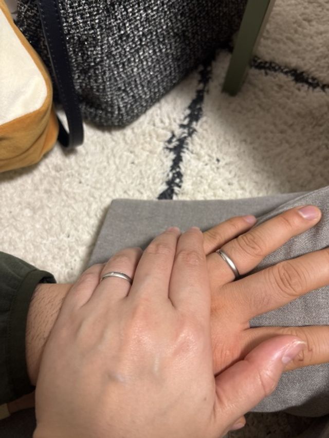 待ちに待った結婚指輪完成当日の写真
