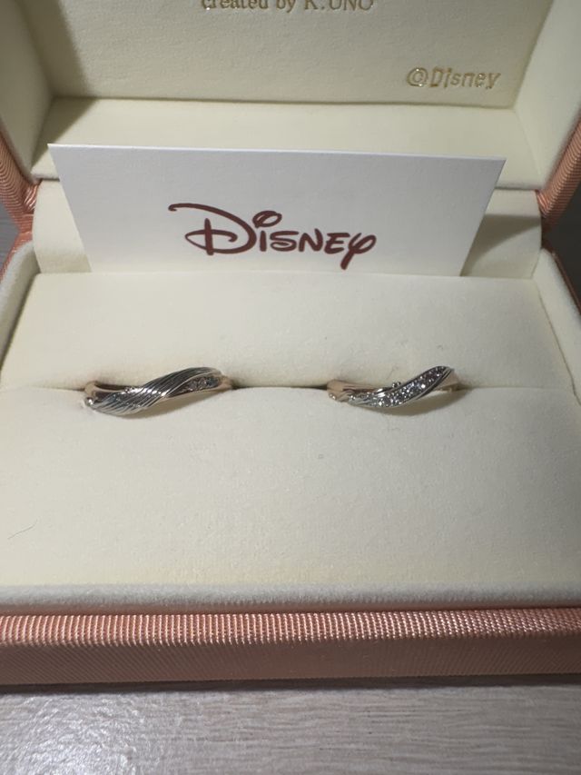 新婦側の結婚指輪は、アリエルが海から陸に上がるニュアンス