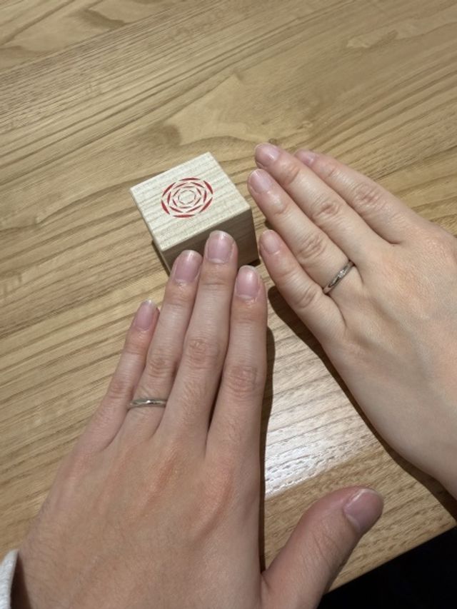 指輪の受け取り日の写真です