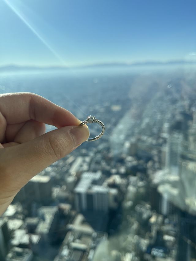 プロポーズしてもらったホテルからの景色と指輪です。
