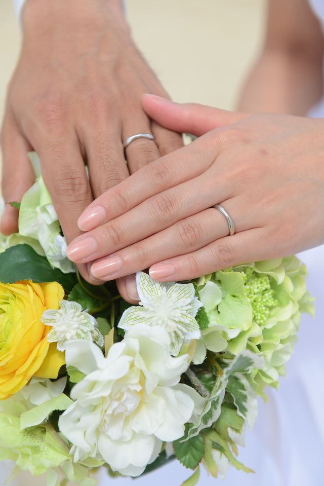 結婚写真を撮った時の指輪の写真です。