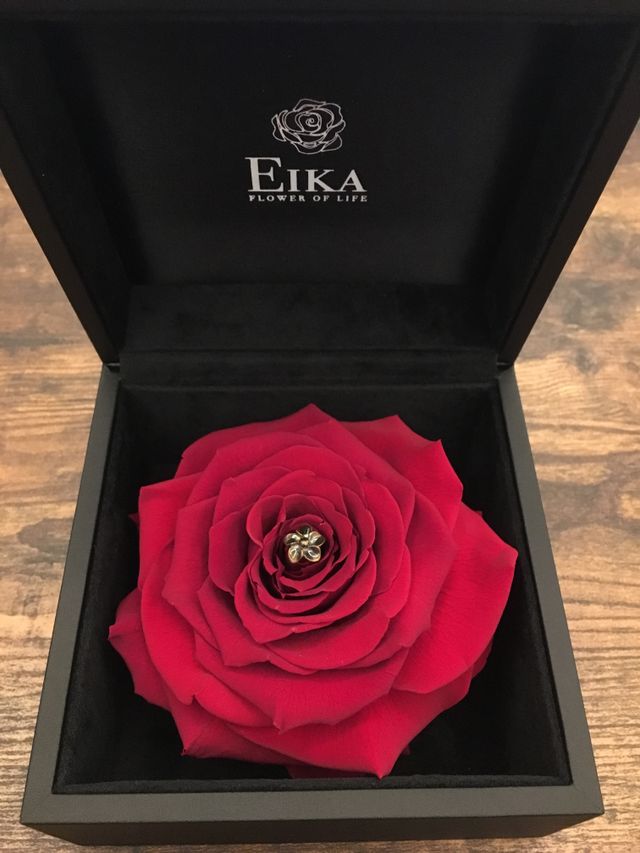 プロポーズの時はバラの花びらにダイヤを仕込んで頂きました。