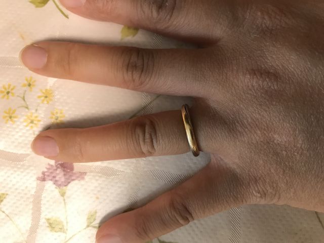 イエローゴールド、ホワイトゴールドの二色で作ってもらいました