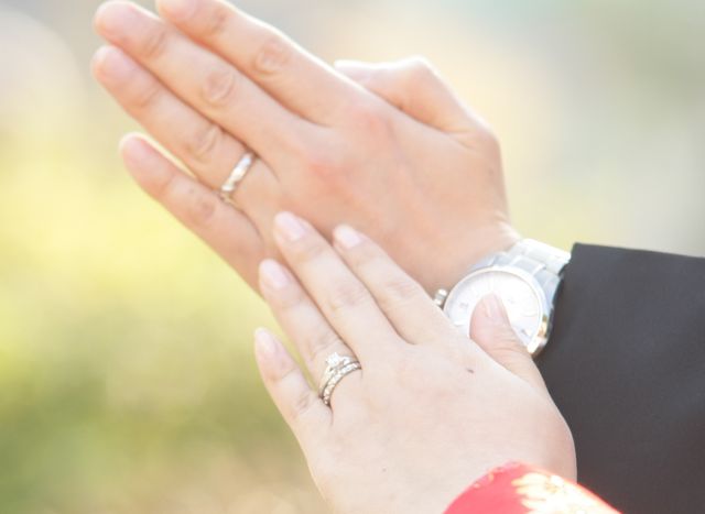 結婚指輪（トルサード）との組み合わせです