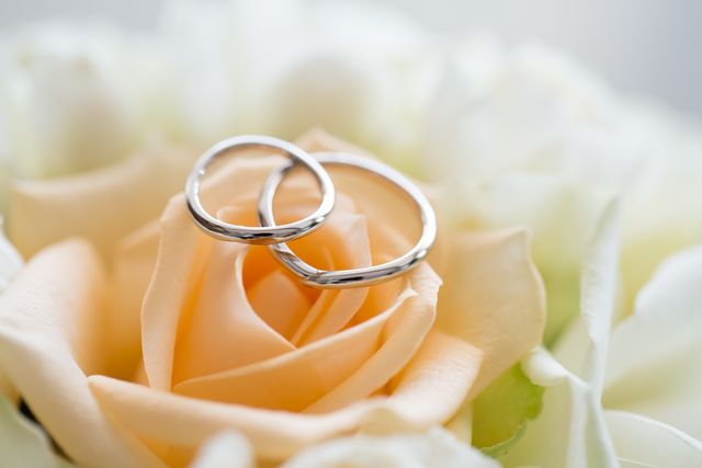 2つのリングを重ねるとハートに