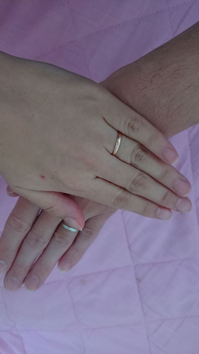 結婚指輪、プラチナとピンクゴールド