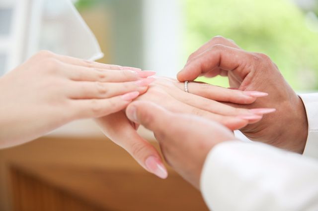 結婚式の指輪交換の時の写真