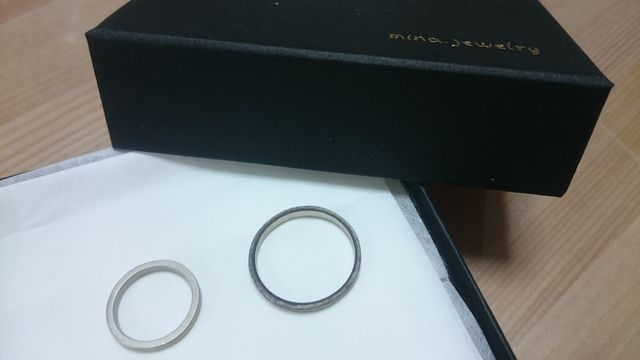 試着用の仮リングです。実際につけて生活したので少し汚れてます