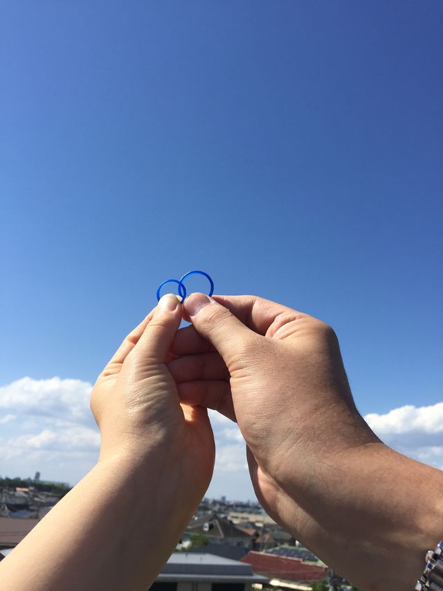 製作をした後屋上のテラスで撮影してくれました。