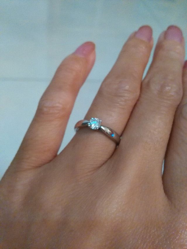 指にはめた写真