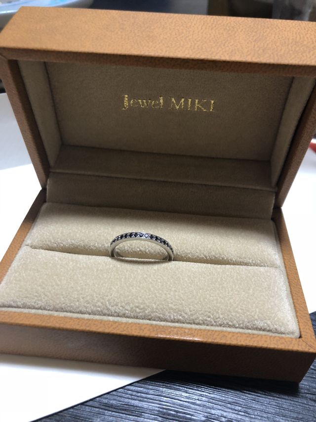 PT950、フルエタニティーブラックダイアモンド鍛造リング