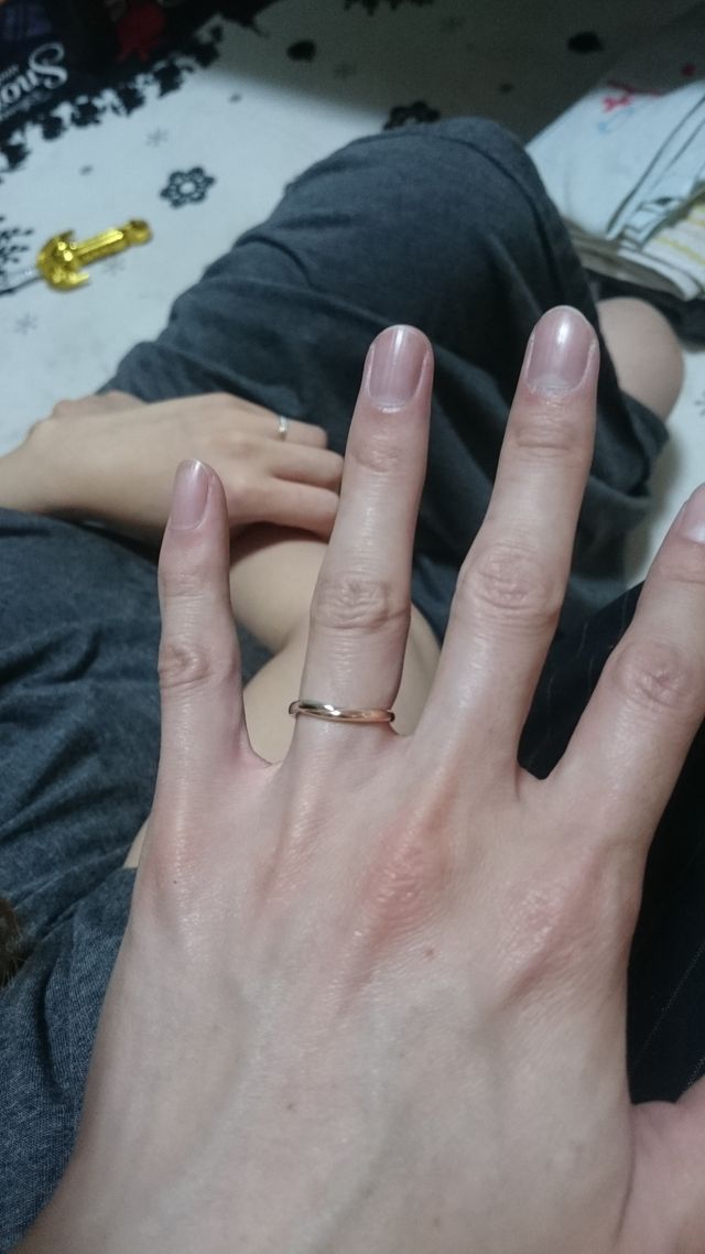 付けてもらった後、嫁にこっそりと撮りました。