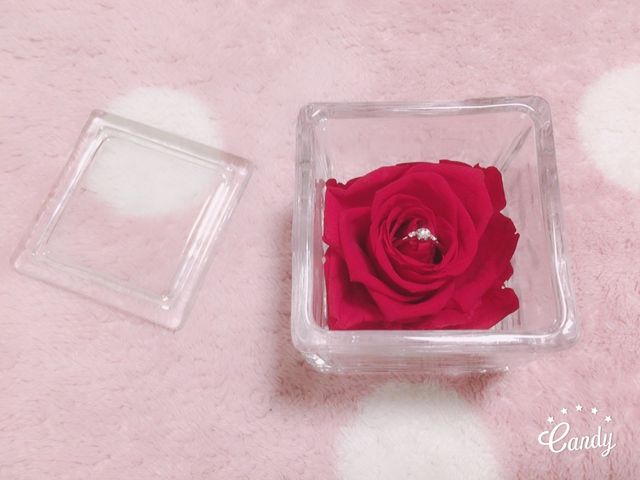 婚約指輪とバラの入れ物です