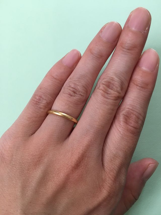 18金リング細めで重ね付けもしやすい