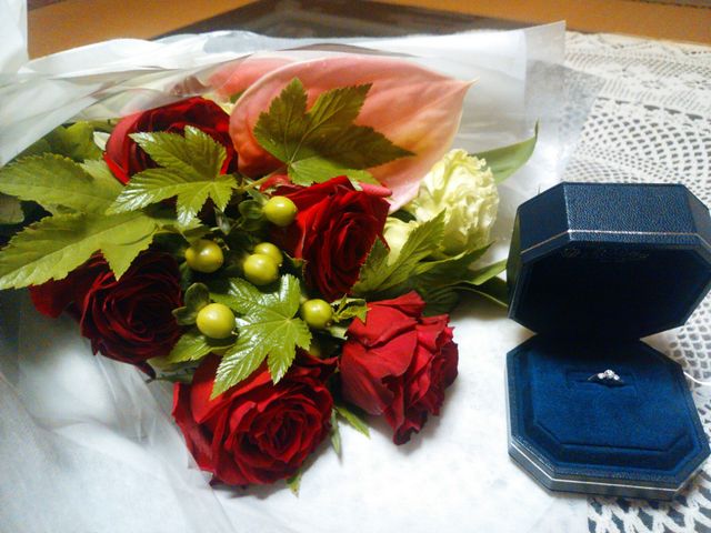 誕生日にプロポーズされた時の写真。凄くキラキラで驚きました。