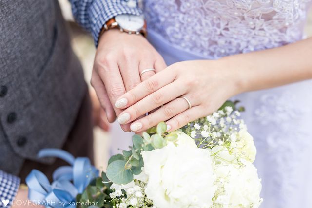 ペアで同じデザインですが、仕上げの加工をそれぞれ変えました