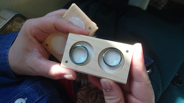 二人の好きな色のグリーンから選びました！