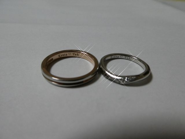 名前とプロミスダイアモンドをいれて頂きました。