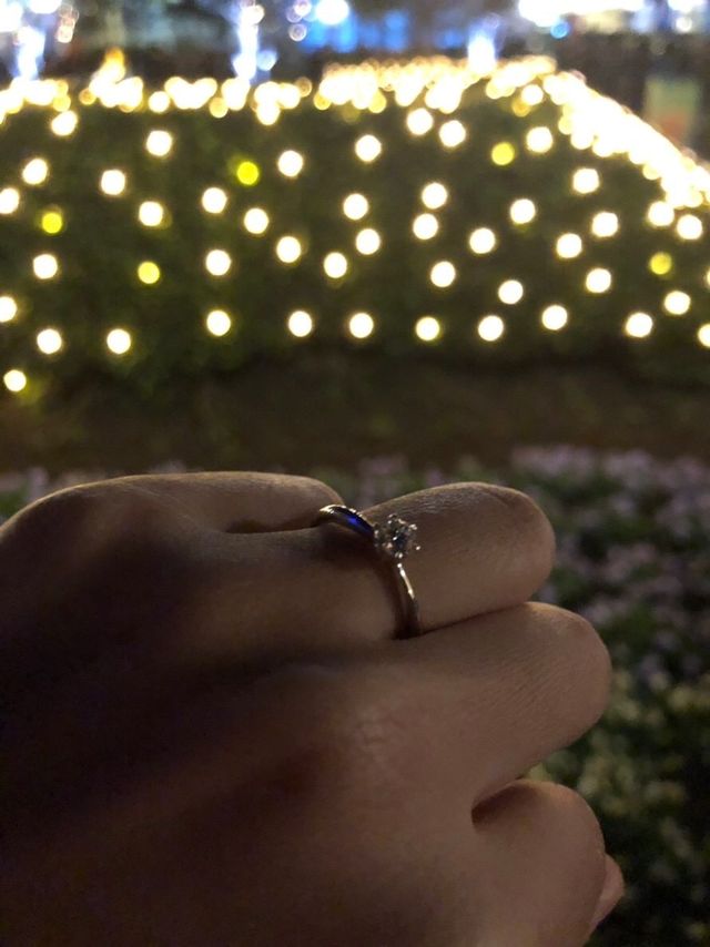 ディズニーランドでプロポーズ後、はめてもらいました。