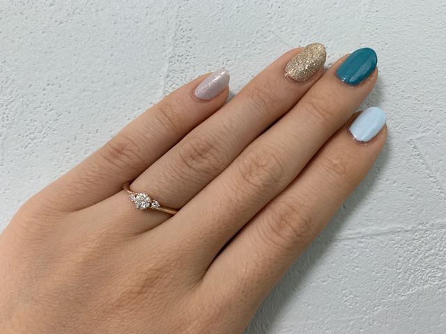 メレリング センター0.3cts. ピンクゴールド ウェーブ