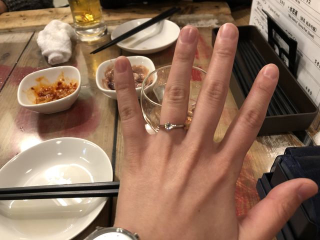 指輪を受け取った後の一杯と共に