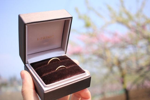 記念に桜を背景に撮った写真