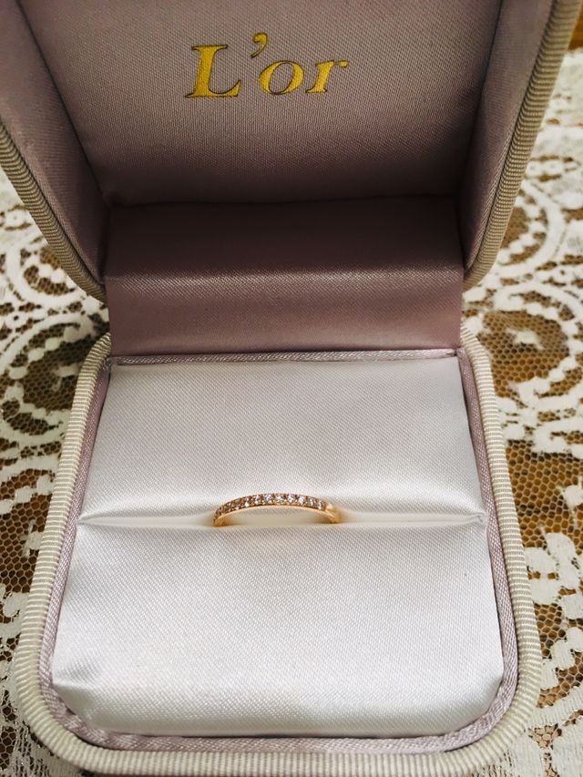 ピンクゴールドでハーフエタニティです