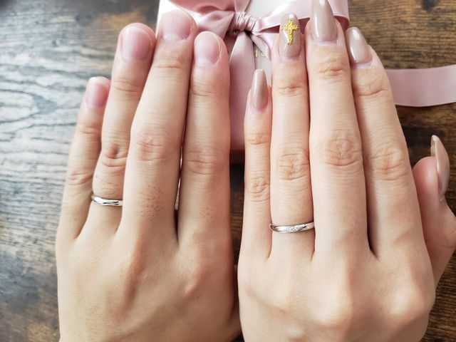 左・旦那　右・嫁　通常の指輪より細身で厚みも抑えたものです。