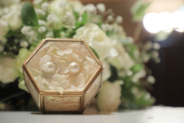 リングピローにいれた結婚指輪