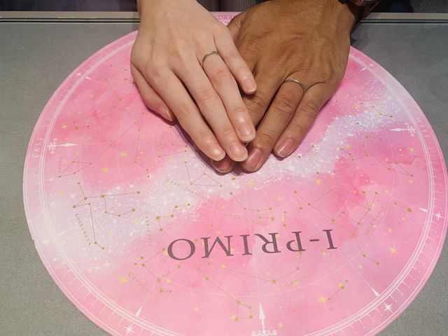 二人とも細身のリングを気に入っています
