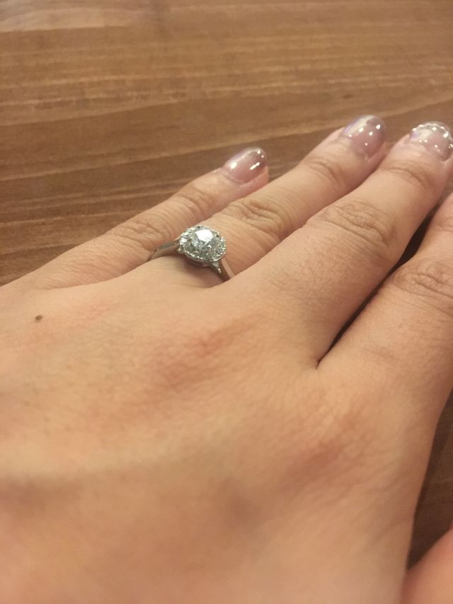 指にはめている写真。