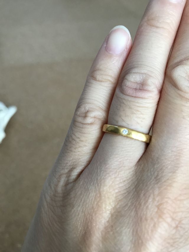 18金、マット仕上げ、ホワイトダイヤ