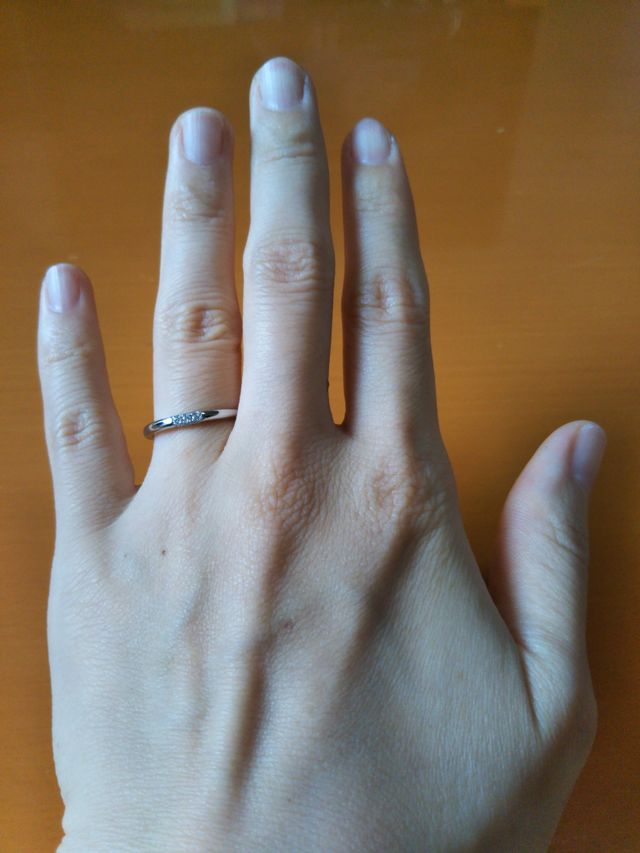 指にはめてみた感じです。