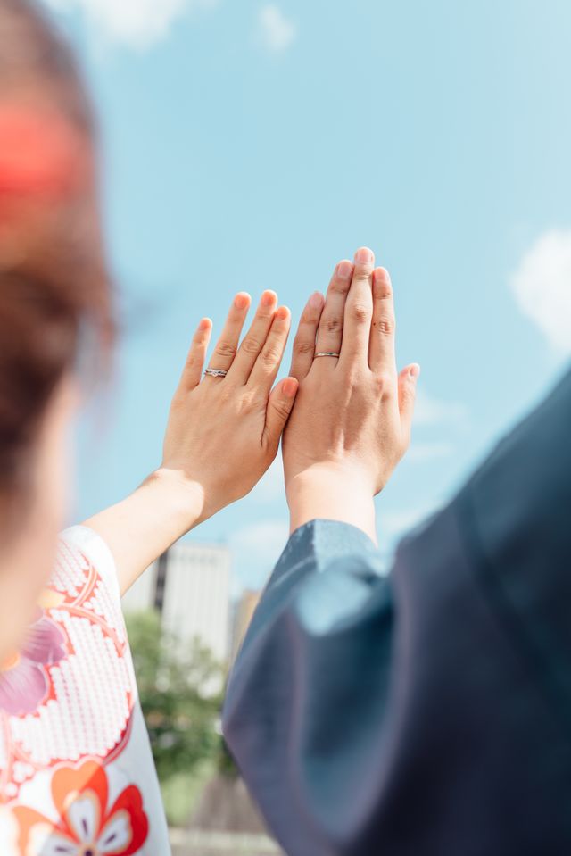 作った指輪を前撮りの時に撮ってもらいました(^^)