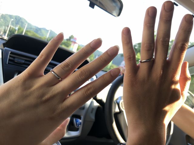 指輪受け取り後早速着用して帰りました！