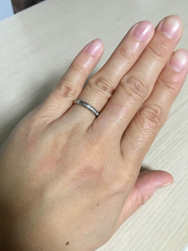 指にはめた写真です