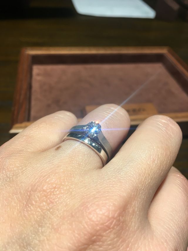 入籍指輪と、婚約指輪作成途中の確認段階