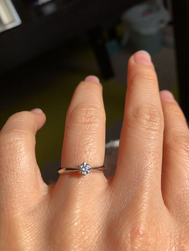 指輪が完成して、家でつけてみました！