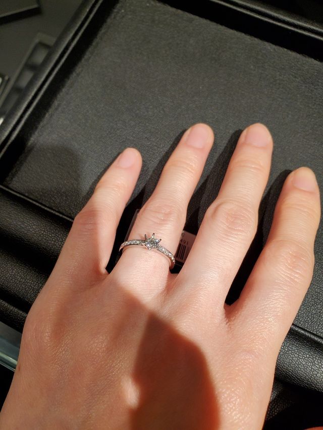 ダイヤを乗せて試着した画像です