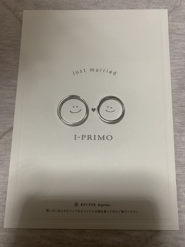 指輪受け取り時、リングアートの台紙をいただきました♡